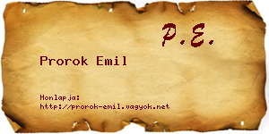 Prorok Emil névjegykártya